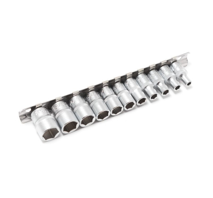 Набір головок 1/4" 6гр. 11пр. (4,5,5.5,6-13мм) на планці