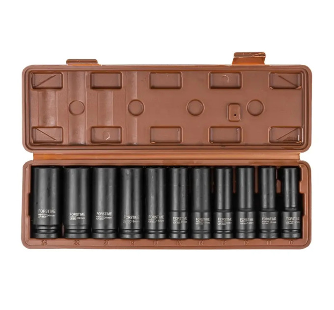Набір головок ударних 11пр. 1/2" 6-гранна (10-24мм) FORSTIME FT-4117-5MPB