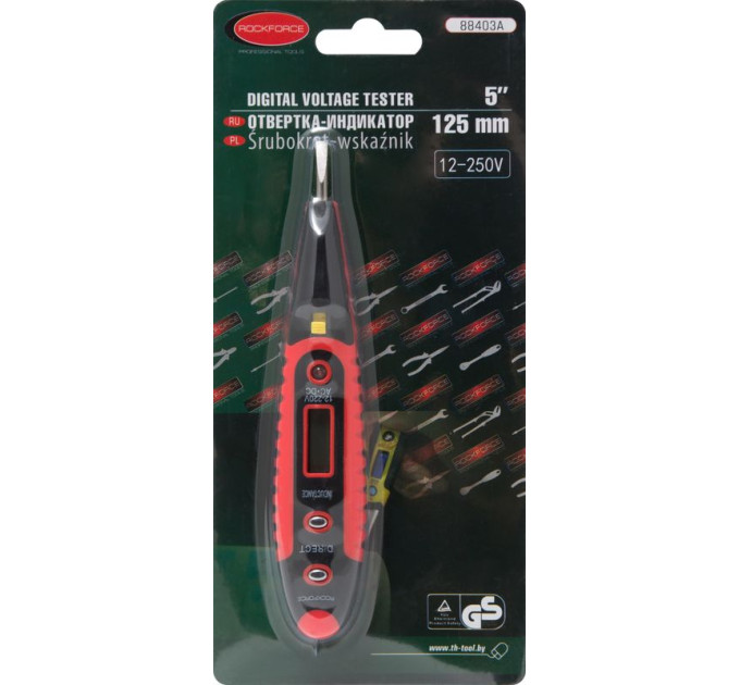 Отвертка-индикатор с подсветкой 3.5мм 5"-125мм (12-24V) ROCKFORCE RF-88403A