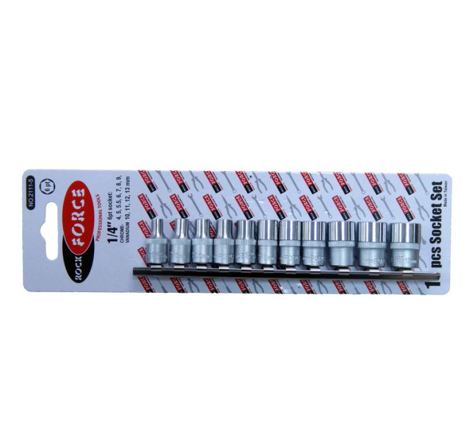 Набір головок 1/4" 6гр. 11пр. (4,5,5.5,6,7,8,9,10,11,12,13мм) на планці