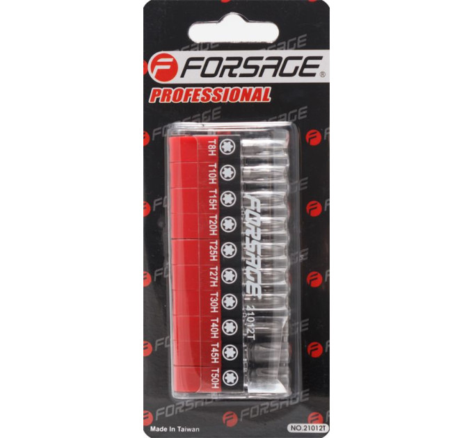Набір біт 1/4" Torx з отвором 10пр. (TH 7,8,9,10,15,20,25,27,30,40-25мм)