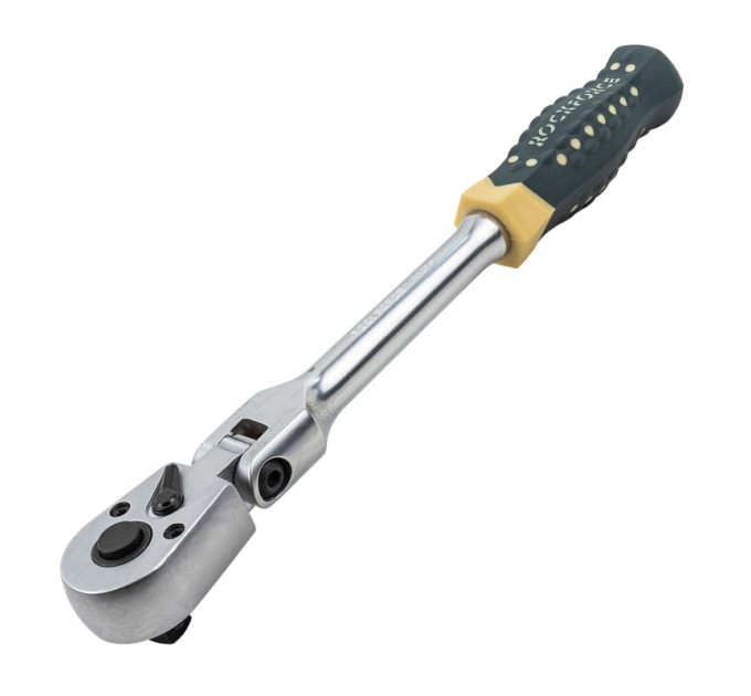 Тріскачка реверсивна шарнірна з гумовою ручкою 3/8" (72зуб., L-250мм) ROCKFORCE RF-802318