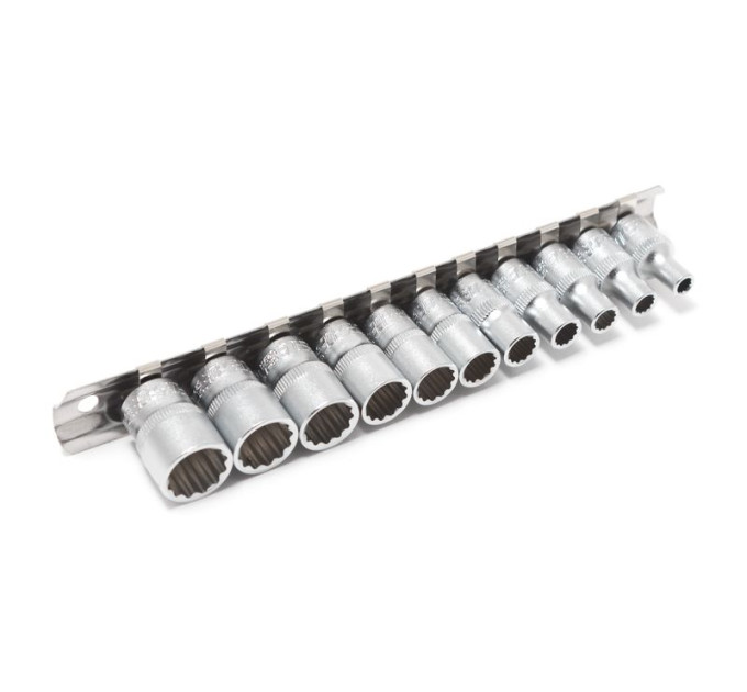 Набір головок 1/4" 12гр. 11пр. (4,5,5.5,6,7,8,9,10,11,12,13мм) на планці