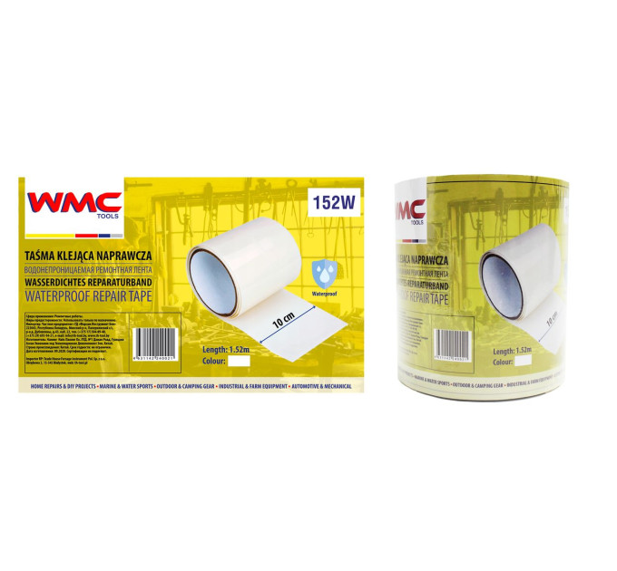 Лента водонепроницаемая ремонтная ПВХ 10смх1.52м (белая) WMC TOOLS 152W