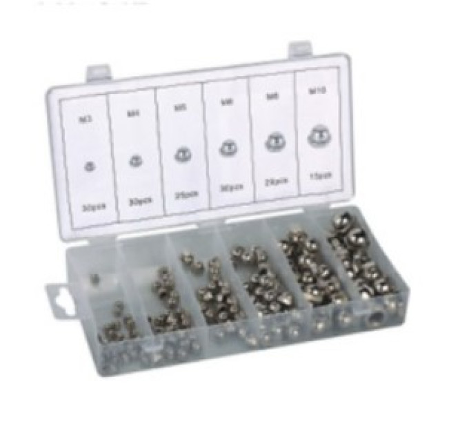 Гайки колпачковые, 150пр. (М3, М4, М5, М6, М8, М10)