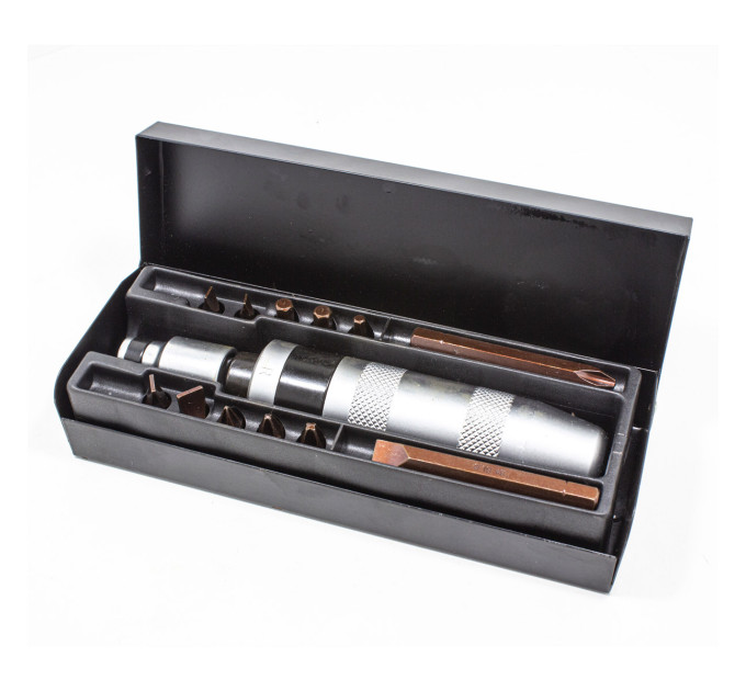 Отвертка ударная с набором бит и адаптером,14пр.1/2"(F)х5/16"(F) (PH1,2,3х35мм; PH3х70мм; SL5,6,8,9х
