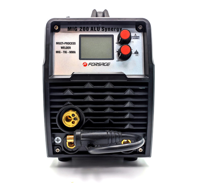 Сварочный аппарат MIG, MMA, TIG (220V, 5.8кВт, 10-230А, электрод 1,6-4мм, проволока 0.8-1мм, к-т мощности 0.98, раб. цикл 60%, цифр. табло) Forsage F-MIG200 SYNERG