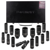 Набор головок ударных 16пр. 1/2" 6-гранные (10, 12-19, 21, 22, 24, 27, 30, 32, 36мм) в кейсе FORCEKRAFT FK-4167-5MPB