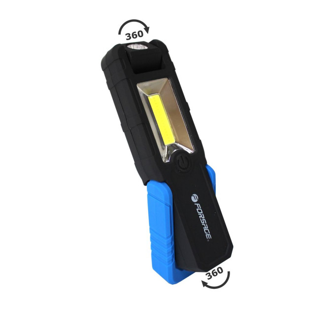 Лампа светодиодная аккумуляторная (5W COB+1W, магнит, 180гр., 250Lm, 2000mAh, зарядка 12V, время раб.3ч