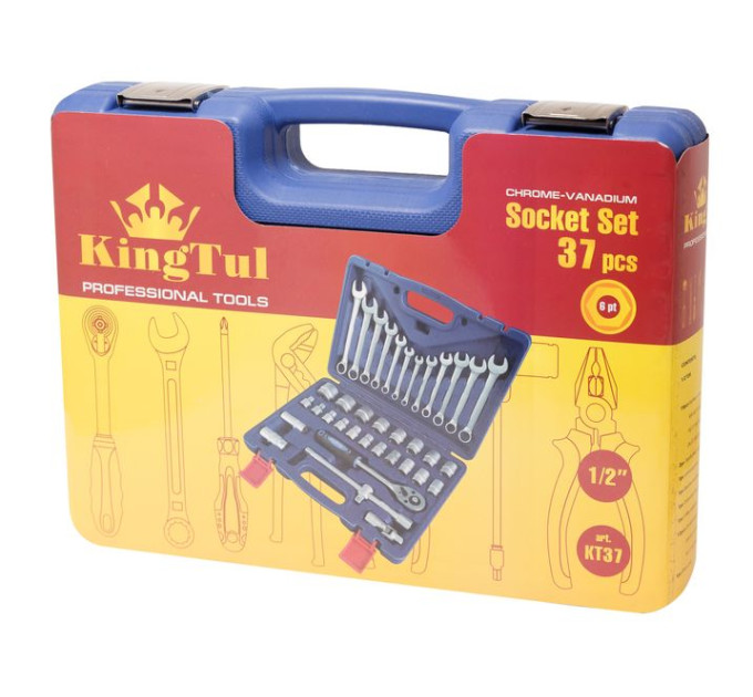 Набор инструментов 37 предметов 1/2" (8-32мм, 6гр.) KINGTUL KT37