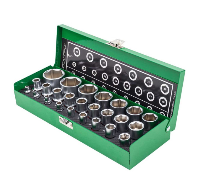 Набор головок 1/4'', 1/2'', 25 предметов (6гр.) ROCKFORCE RF-50121G