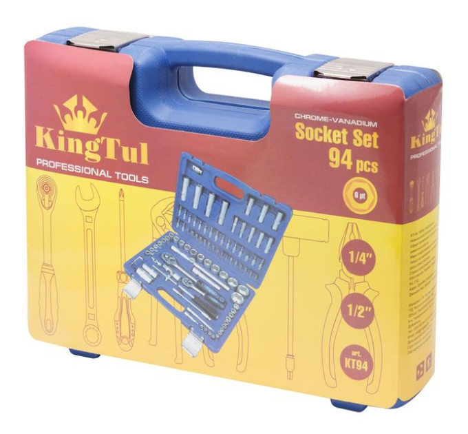 Набор инструментов 94 предмета 1/2'', 1/4'' (6гр.)(4-32мм) KINGTUL KT-94