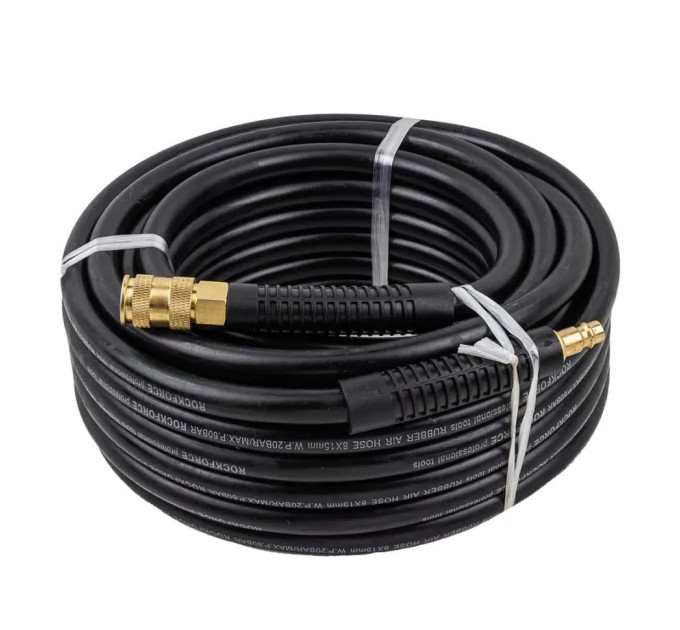 Шланг гумовий повітряний армований з фітингами 8*15мм*15м Rockforce RF-AHC-10/F