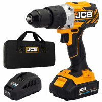 Дриль-шуруповерт акумуляторний (JCB-BLCD-BE) 18V, max 65Nm в комплекті із зарядним пристроєм (JCB-18VFC-E) 2.4A та батареєю акумуляторною (JCB-20LI-E) 2.0AH JCB-18BLCD-2XB-E
