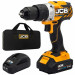 Дриль-шуруповерт акумуляторний (JCB-BLCD-BE) 18V, max 65Nm в комплекті із зарядним пристроєм (JCB-18VFC-E) 2.4A та батареєю акумуляторною (JCB-20LI-E) 2.0AH JCB-18BLCD-2XB-E