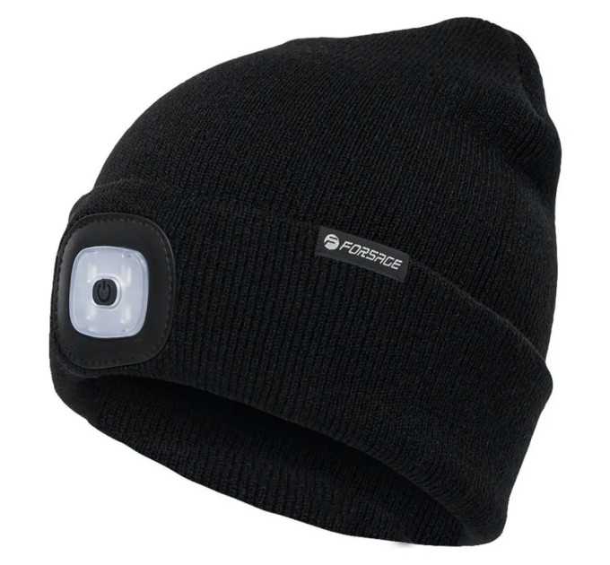 Шапка бини со съемным фонариком черная 21х23см (1Вт, 3 реж.раб., 120Лм, время раб.2-3ч) FORSAGE F-444