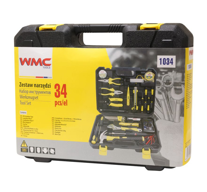 Набір інструментів 34 предмети для електрика WMC TOOLS 1034