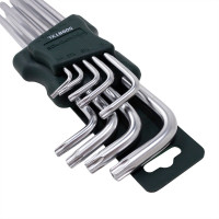 Набір ключів Г-подібних TORX екстра довгих, 9 предметів (Т10Н, Т15Н, Т20Н, Т25Н, Т27Н, Т30Н, Т40Т, Т45Н, Т50Н з отвором) ROCKFORCE RF-5098TXL