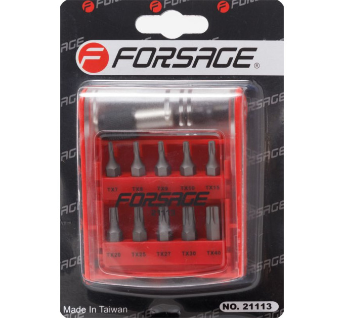 Набір біт 11пр. 1/4" Torx з бітотримачем (T10, T15, T20, T25, T27, T30, T40, T7, T8, T9; L-25мм)