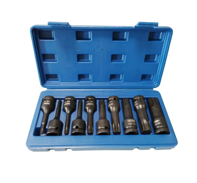 Набір головок-біт TORX ударних 10пр.,1/2"(T30, T40, T45, T50, T55, T60, T70, T80, T90, T100), в кейс