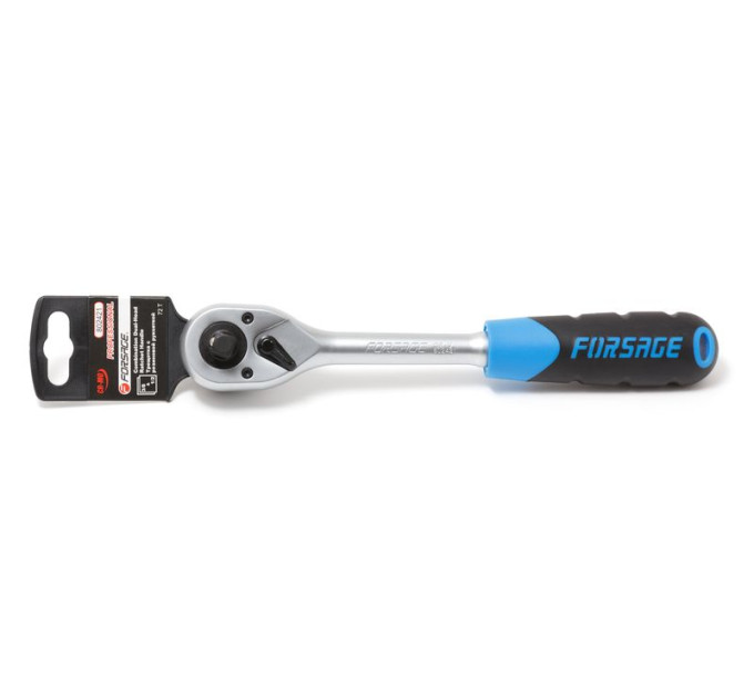 Тріскачка 1/2" -3/8" (72зуб.) реверсивна двостороння з гумовою ручкою (L-250мм)