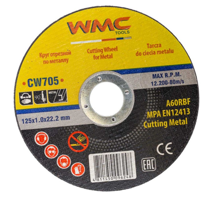 Круг відрізний по металу 125x1.0x22.2мм WMC TOOLS WT-CW705