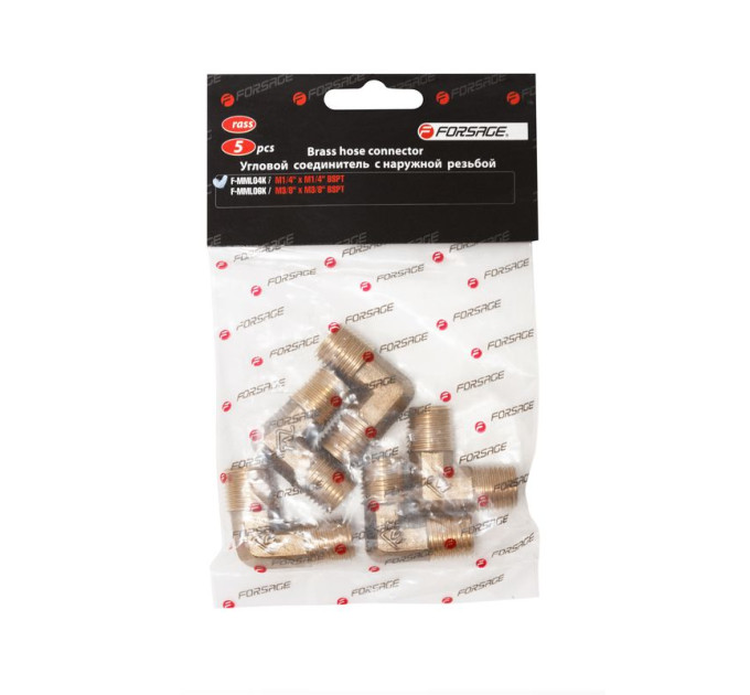 З'єднувач кутовий зовнішня.різьба 1/4 "х1 / 4", к-т 5шт. Forsage F-MML04K
