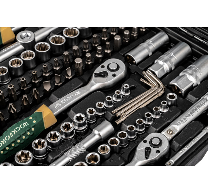 Набір інструментів 216+6пр. 1/4" 3/8" 1/2" (6гр,12гр) Rockforce RF-38841+6