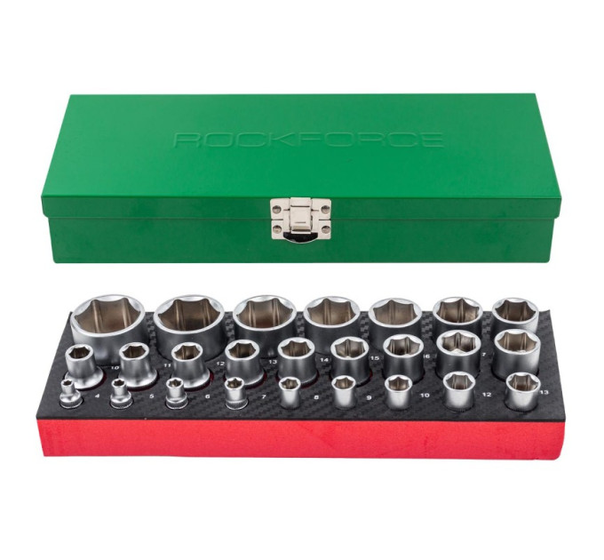 Набор головок 1/4'', 1/2'', 25 предметов (6гр.) ROCKFORCE RF-50121G
