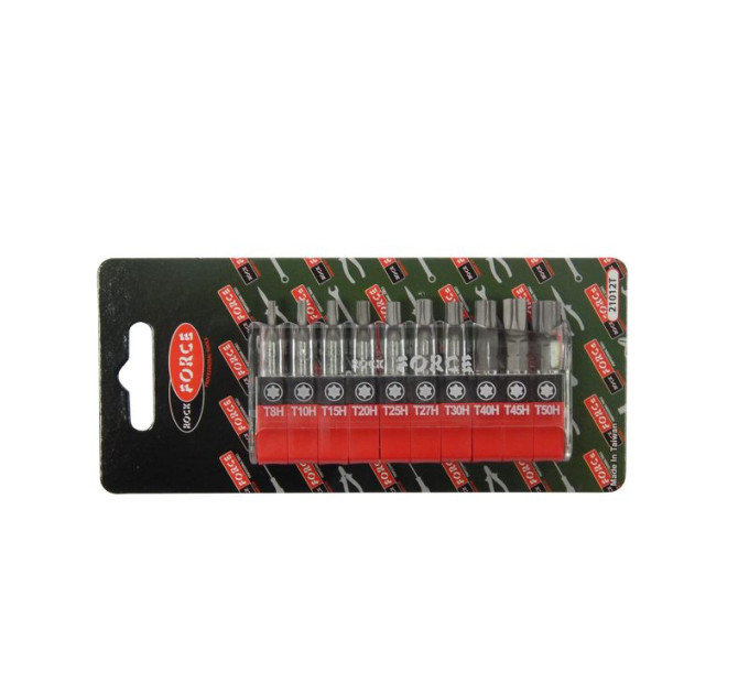 Набір біт 1/4" Torx з отвором 10пр. (TH 8,10,15,20,25,27,30,40,45,50-25мм) в пластиковому футлярі ти