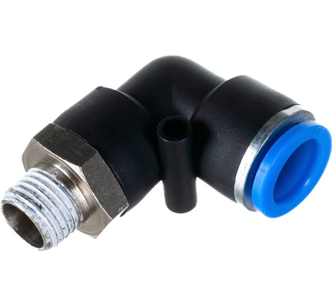 Фитинг угловой для пластиковых трубок 12мм с наружной резьбой 1/4" ROCKFORCE RF-SPL12-02
