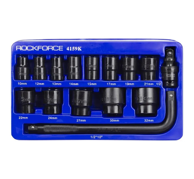 Набір ударних головок 15 предметів, 1/2", 6-гр. у ложементі RockForce RF-4159K