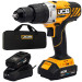 Дрель-шуруповерт аккумуляторный (JCB-18CD-BE) 18V, max 45Nm в комплекте с зарядным устройством (JCB-18VFC-E) 2.4A и аккумуляторной батареей (JCB-20LI-E) 2.0AH JCB-18CD-2XB-E