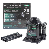 Домкрат пляшковий 20т низькопрофільний (висота підхоплення - 168мм, висота підйому - 277мм, хід штока - 77мм) ROCKFORCE RF-T92007