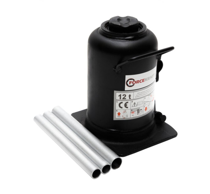Домкрат бутылочный двухштоковый 12т (h min 240мм, h max 590мм) FORCEKRAFT FK-TH812001