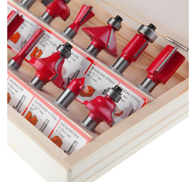 набор фрез для древесины, 12 ед. INTERTOOL HT-0071