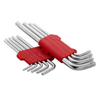 Набір ключів Г-подібних TORX подовжені з отвором 9 од., Т10-Т50, Cr-V INTERTOOL HT-0606