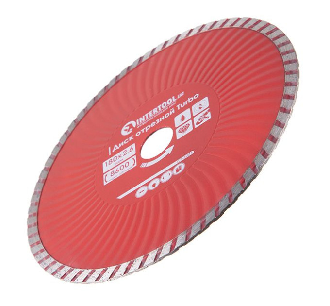 Диск отрезной TURBO 180 мм, алмазный 22-24% INTERTOOL CT-2009
