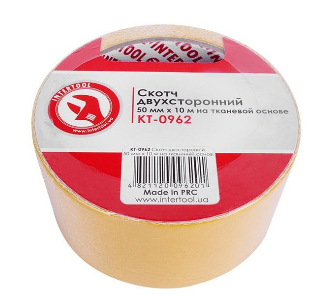 Скотч двухсторонний на тканевой основе 10 м, 50 мм INTERTOOL KT-0962