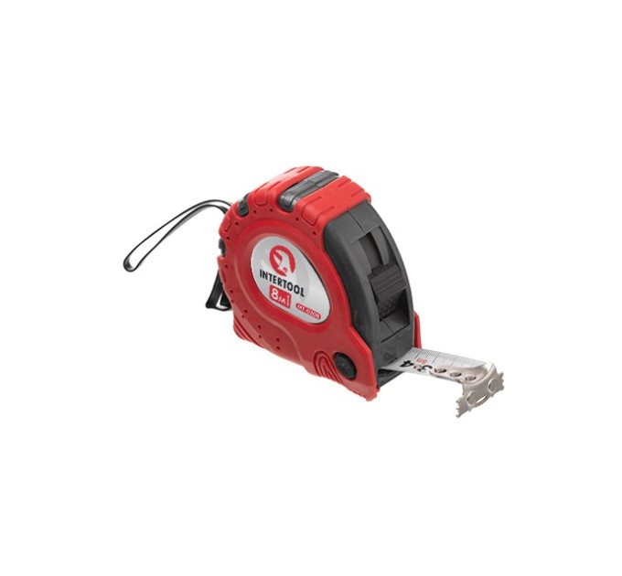 Рулетка с фиксатором 8 м "Супер Магнит", blister INTERTOOL MT-0308
