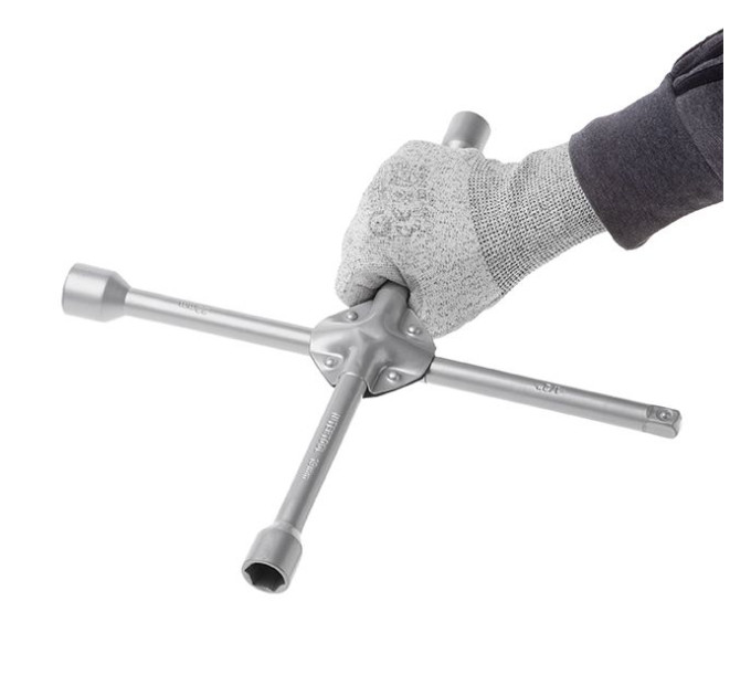 Ключ баллонный крестовый усиленный, 14"х355 мм, 16 мм, 17, 19, 22, 1/2" INTERTOOL HT-1602