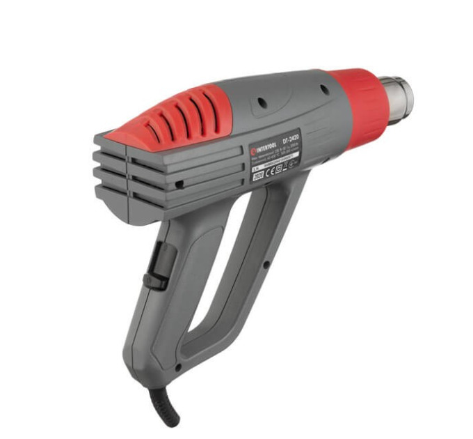 Фен технический, 2000 Вт, 60-600°С, 300-500 л/мин, 3 режима INTERTOOL DT-2420