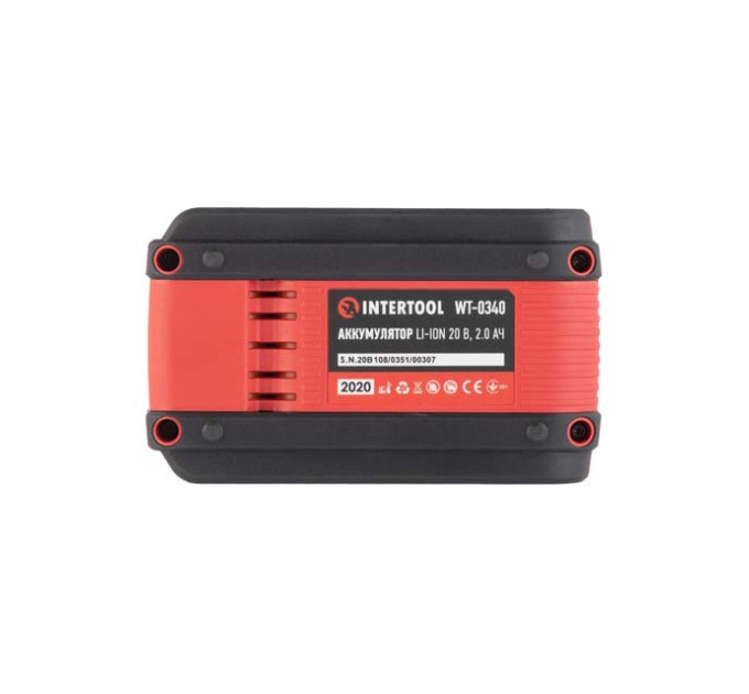 Аккумулятор 20 В, Li-ion, 2.0 Ач, индикатор уровня заряда INTERTOOL WT-0340