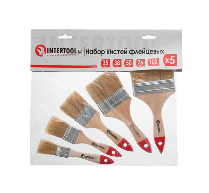 набор кистей флейцовых 25, 38, 50, 76, 102 мм, 5 ед. INTERTOOL KT-1005