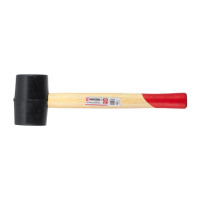 Киянка гумова 450 г, чорна гума, дерев'яна ручка HT-0237