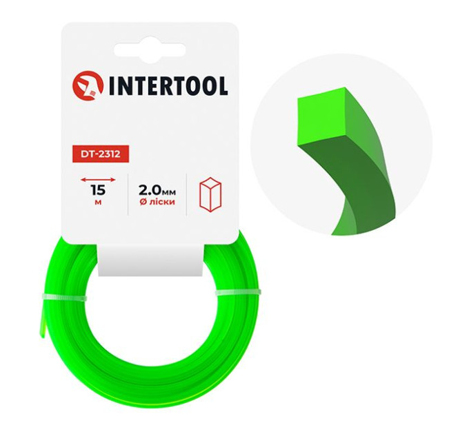 Леска для триммера "квадрат", 2,0 мм*15 м INTERTOOL DT-2312