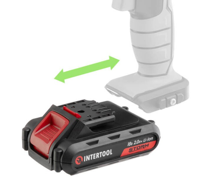Аккумулятор 18 В, 2.0 Ач, Li-Ion для дрели-шуруповерта WT-0314, WT-0313, WT-0317 INTERTOOL WT-0312