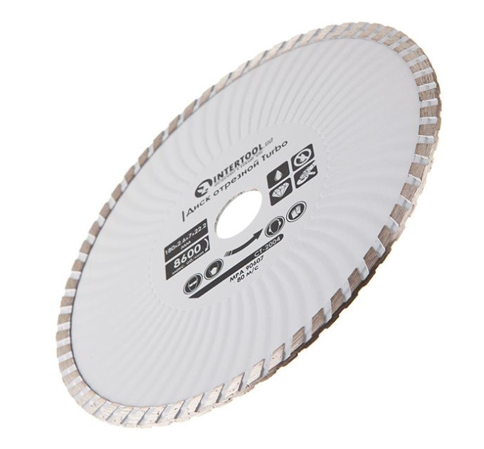 Диск отрезной TURBO 180 мм, алмазный 16-18% INTERTOOL CT-2004