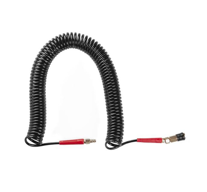Шланг BLACK M-Flex STORM, 15 м, 5,5*8 мм, спиральный полиуретановый с поворотным шарниром, латунными быстроразъемными соединениями INTERTOOL PT-1791