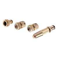 Комплект латунная насадка для полива 1/2", коннектор с аквастопом 1/2", коннектор 1/2", адаптер 1/2" и 3/4", STORM INTERTOOL GE-1426
